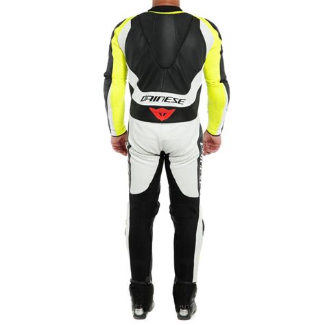 Dainese Assen 2 One Piece Suit Perforated Leather Black White Fluro Ye Moto Central