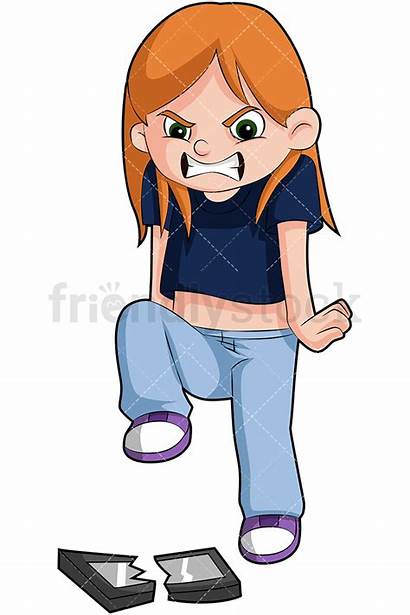 Cartoon Clipart Angry Breaking Vector Phone Drawing
