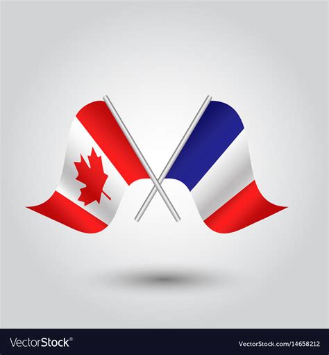 Two Crossed Canadian And French Flags On Si Vector Image
