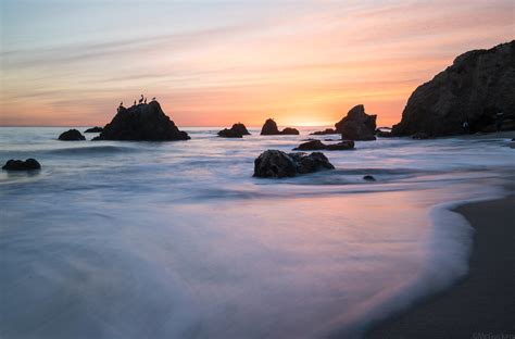 Malibu Beach Sunset Sony A7rii Red Orange Clouds Seascape Landscape