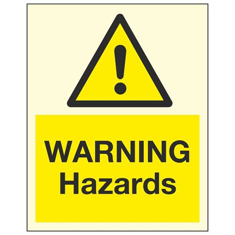 WARNING Hazards(Photoluminescent) - Linden Signs & Print