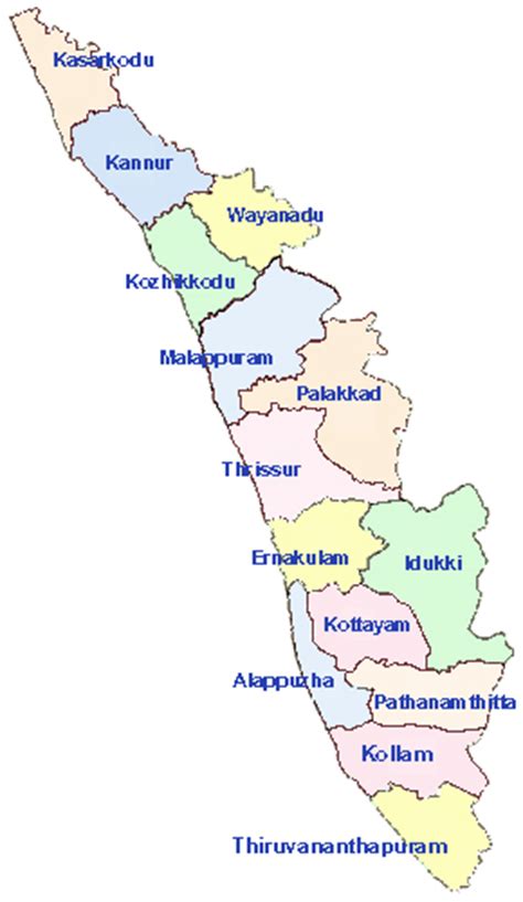 Maps Of Kerala Districts Map Of Kerala With Districts Stock