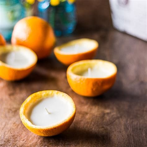 Homemade Orange Peel Candles With Essential Oils