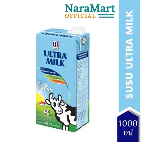 Jual Susu Ultra Milk Uht Plain 1000ml 1 Liter Full Cream Susu Cair Kotak Murah And Promo