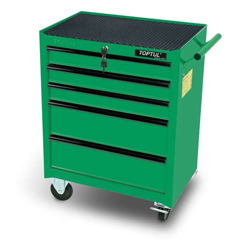 Toptul Tcab0501 Small 5 Drawer Mobile Tool Trolley Green
