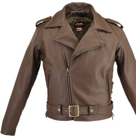 Full Belted Brown Motorcycle Leather Jacket With Side And Belt