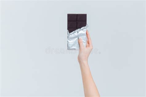 Female Hand Holding Delicious Chocolate Bar Stock Image Image Of Diet
