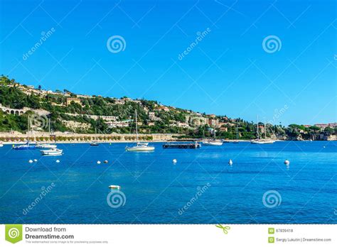 Panorama Van Villefranche Sur Mer Nice Franse Riviera Stock Foto
