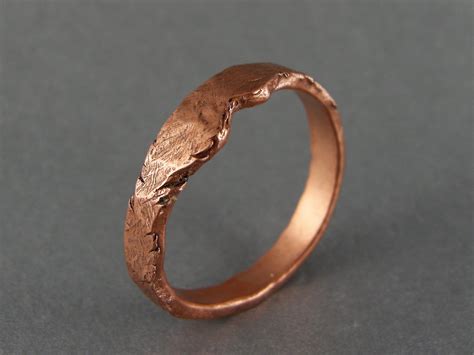 Copper Ring Hammered Handmade Satin Finish 5 Mm Wide Comfortable