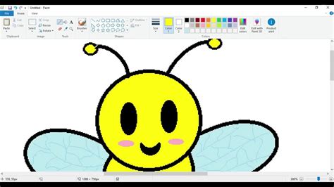 How To Draw Cute And Easy Honey Bee Ms Paint Drawing Youtube