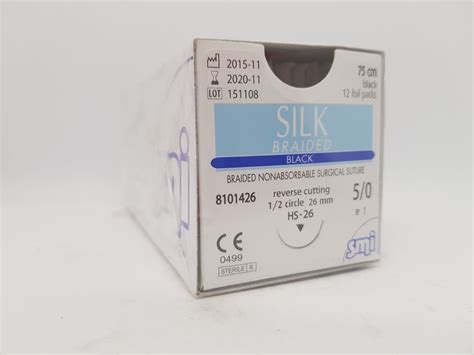Suture Silk 50 Rc12 Hs 26mm 75cm Black Box 12 Wound Management
