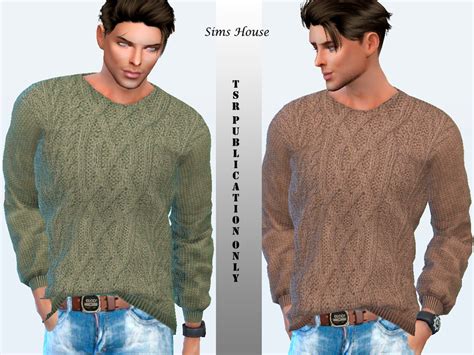 The Sims Resource Mens Sweater Knitted With A Complex Pattern