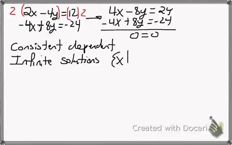 Case Of Infinite Solutions System Of Equations Youtube