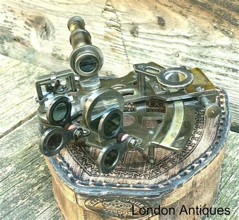 vintage maritime brass nautical sextant leather case kelvin hughes london 1917
