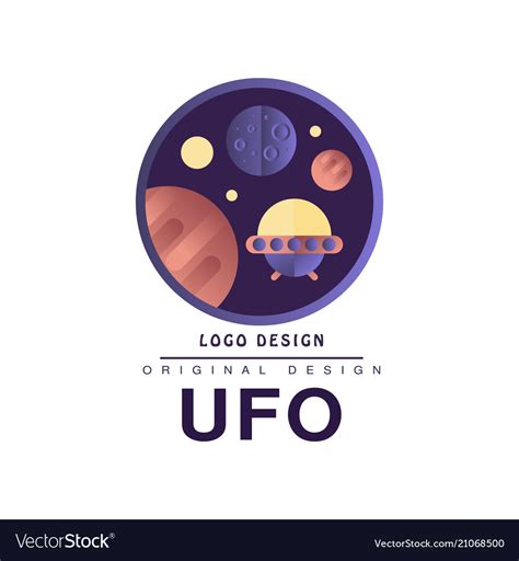 Ufo Logo Original Design Badge With Planets And Vector Image