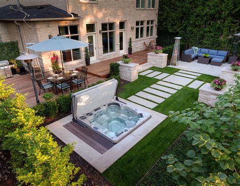 15 Stunning Hot Tub Landscaping Ideas Buds Pools Hot Tub Backyard Backyard Pool Landscaping