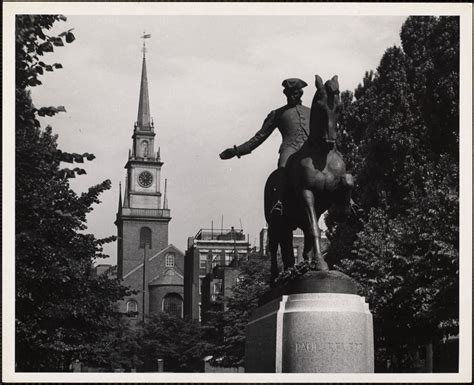 Old North Church Boston At Right Statue Of Paul Revere Digital