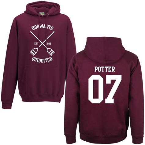 Hogwarts Quidditch Team Hoodie Broomstick Gryffindor Potter Unisex