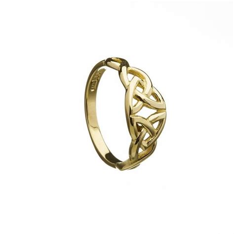 10k Yellow Gold Double Trinity Knot Ring 100 Made In Ireland Ebay