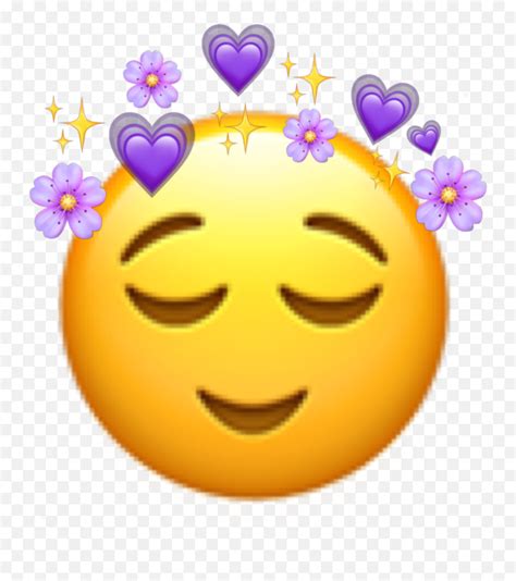 Relax Emoji Emojiiphone Yellow Flower Purple Crown Smileyrelax Emoji