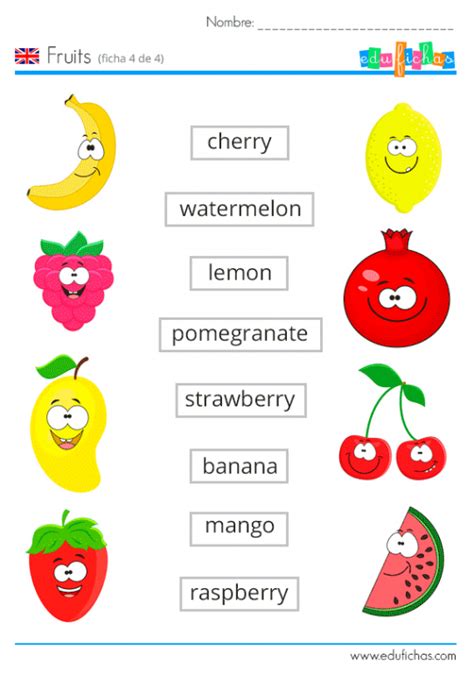 Frutas En Inglés Para Niños Aprender Los Nombres De Las Frutas【pdf】