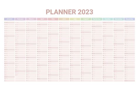 Planner English Calendar Of 2023 Year Template Schedule Calender With
