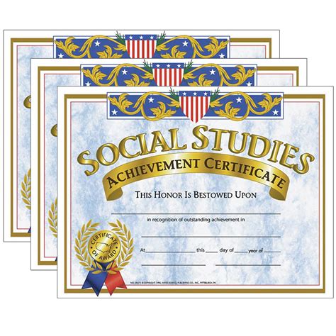 Hayes Publishing Social Studies Achievement Certificate 30 Per Pack 3