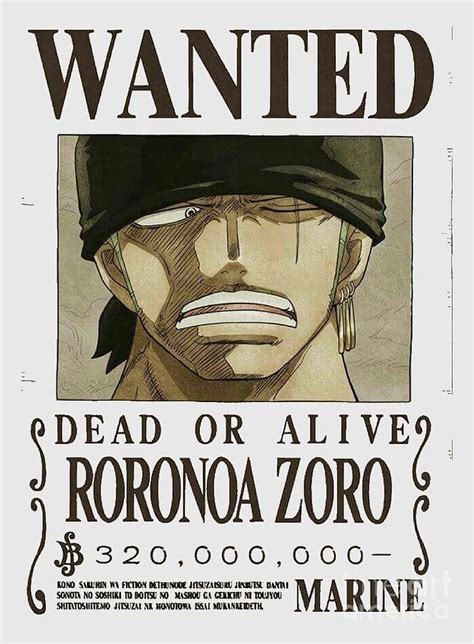 Bounty Zoro Wanted One Piece Digital Art By Aditya Sena