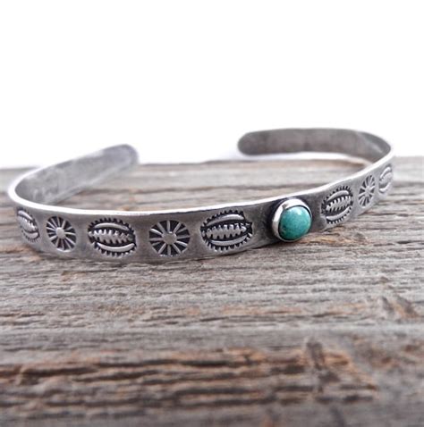 Sterling Silver Cuff Bracelet Native American Turquoise