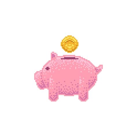 Premium Vector Piggy Bank Logo Icon In Pixel Art