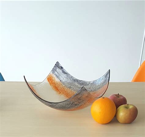 Modern Minimalist Fused Glass Fruit Bowl Centerpiece Salad Etsy Glass Fruit Bowl Fused