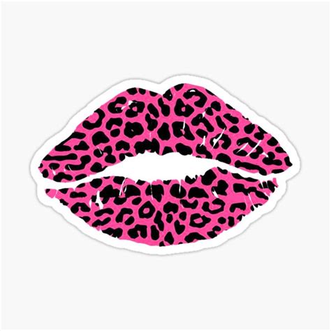 Pink Leopard Print Lips Sticker By Popartdom Redbubble