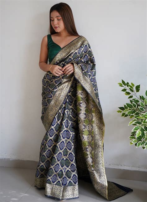 Bandhej Silk New Designer Diwali Wear Weaving Sarees Collection Catalog