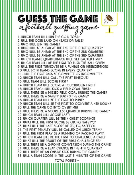 Free Printable Super Bowl Guessing Game Guessing Games Superbowl Party Superbowl Party Games