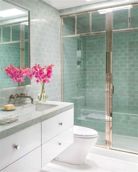 Hgtv Loves This Bright Modern Bathroom That Features Sea Green Glass