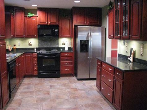 Kitchen Floor Tile Ideas With Cherry Cabinets Flooring Site