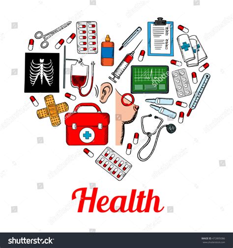 Medical Symbols Poster Heart Shape Vector Stock Vector Royalty Free