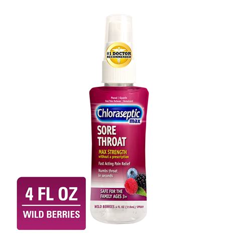 Chloraseptic Max Strength Sore Throat Spray Wild Berries Flavor 4 Fl