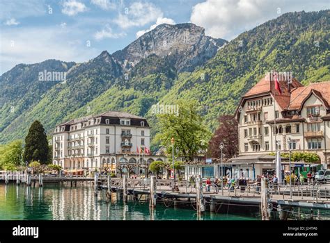 Lakefront Of Brunnen At The North Shore Of Lake Lucerne Switzerland Stock Photo Alamy
