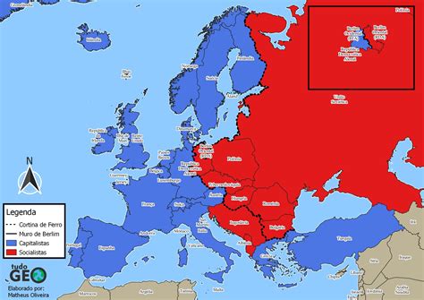 Mapa Da Cortina De Ferro Na Europa Durante A Guerra Fria Tudogeo