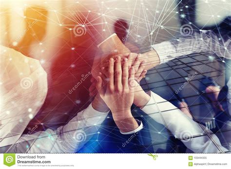 Business Teamwork Groups People Hands Stacked Huddle Together Showing