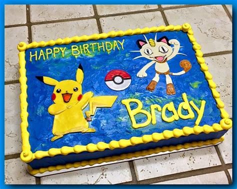 Pokemon Sheet Cake With Pikachu And Meowth Pokemon Theme Pokemon Party