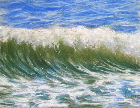 La Galería de Raúl Viene la ola 32 x 25 cm boceto pastel sobre