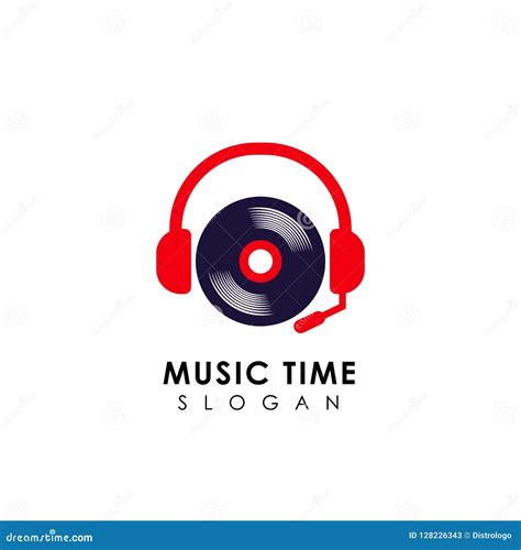 Music Logo Design With Headphone And Vinyl Illustration Dj Logo Design