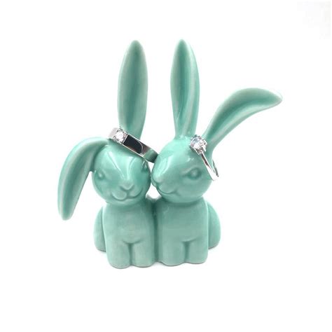 OYLZ Ceramic Rabbit Bunny Jewelry Ring Holder for Wedding Rings Best