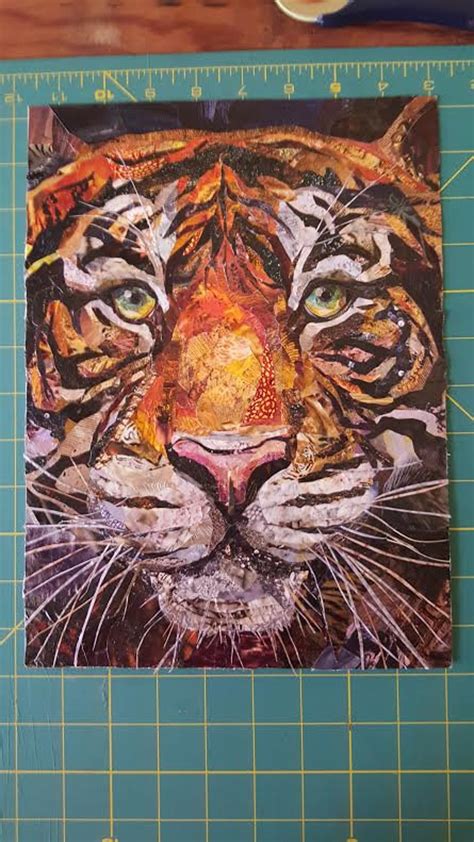 Tiger Art Print Of Original Collage Magazine Paper Cat Etsy