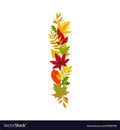 Vertical Line Autumn Leaves Royalty Free Vector Image