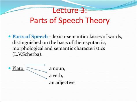 Maybe you would like to learn more about one of these? Lecture 3 - Parts of Speech Theory - online presentation