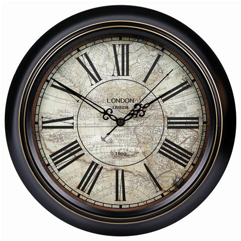 Around the clock (not comparable). Antique 14/16 Inch Round Wall Clock Metal Cool Silent ...