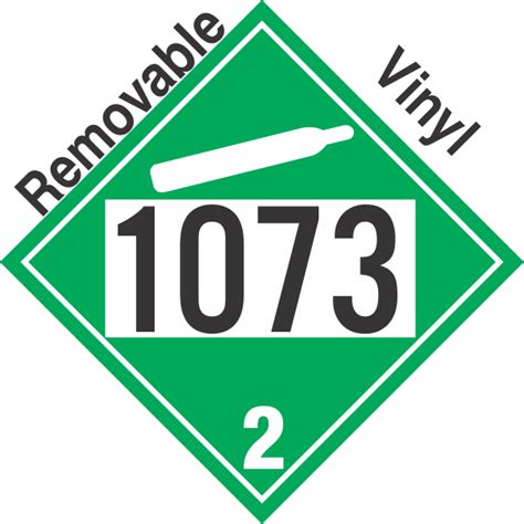 Non Flammable Gas Class 2 2 UN1073 Removable Vinyl DOT Placard